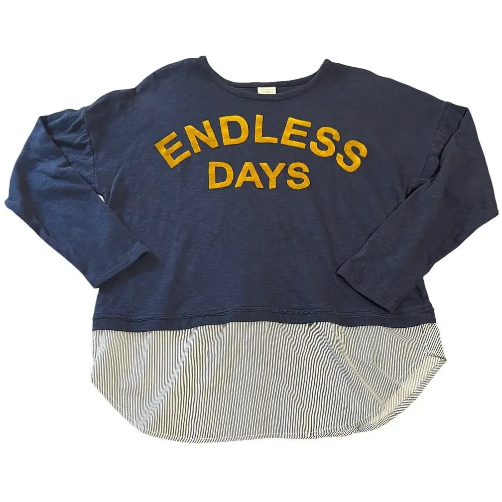 Zara Size 13/14 Long‎ Sleeve Preppy Top Coquette Endless Days Textured